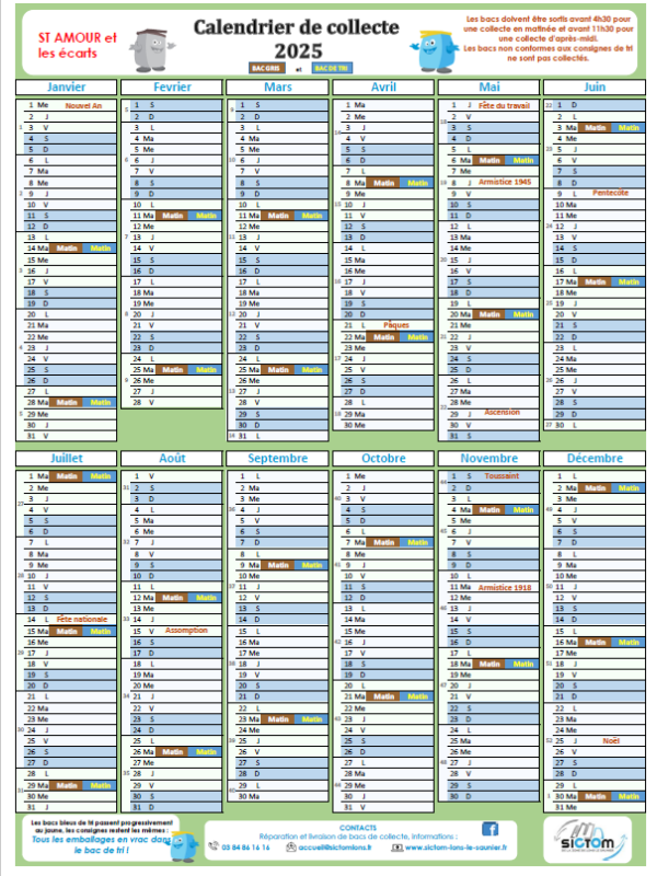 Calendrier collecte 2025