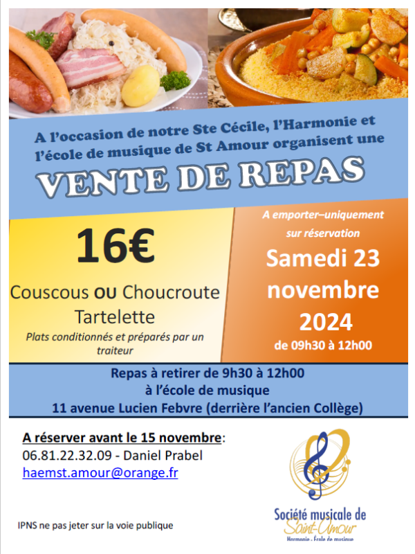 Vente repas - Société Musicale