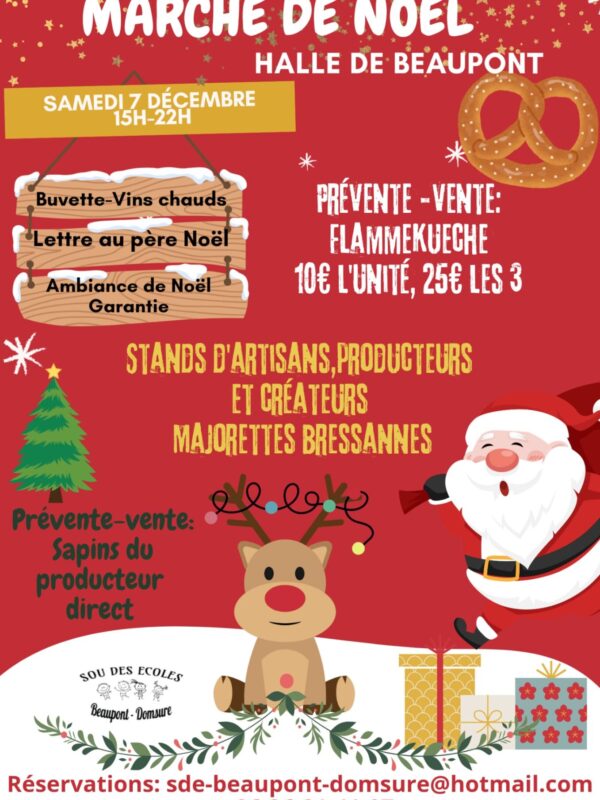 flyer marché de noël Beaupont rouge